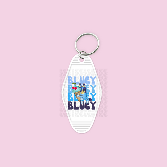 Blue Dog UV DTF Motel Keychain