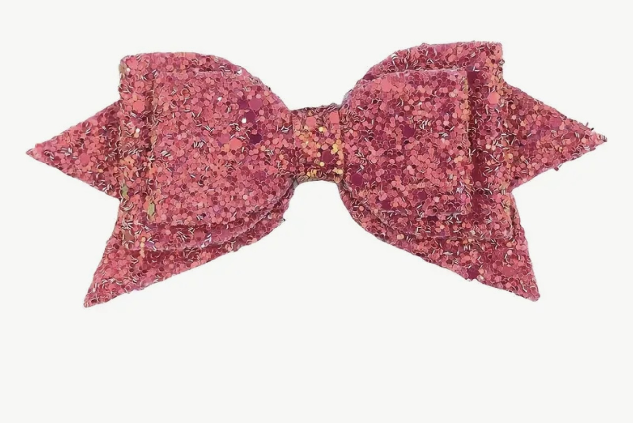 Glitter Fabric Bow Straw Topper