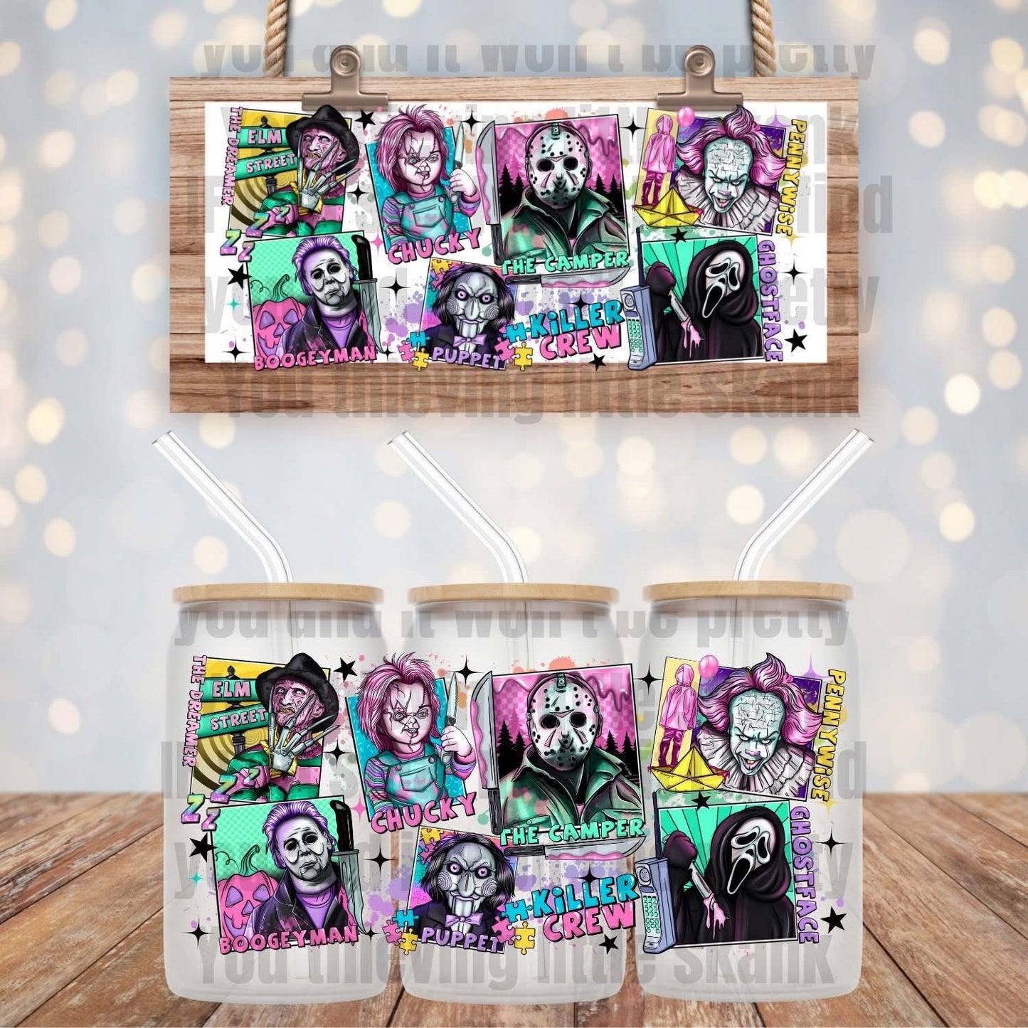 NEON POLAROID KILLER CREW  UV DTF CUP WRAP