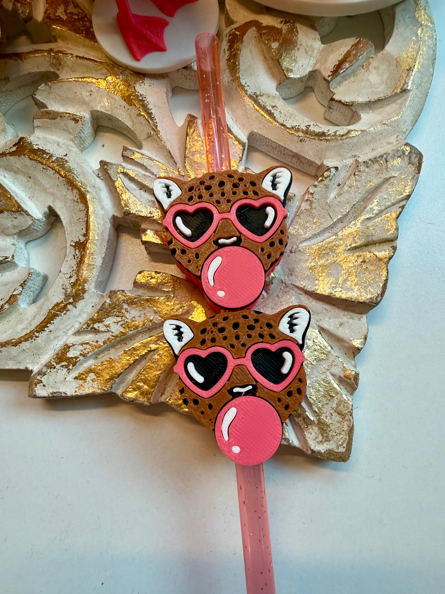 CHEETAH PET BUBBLE  Straw Topper – 3D Printed Tumbler Accessory | Standard or Stanley