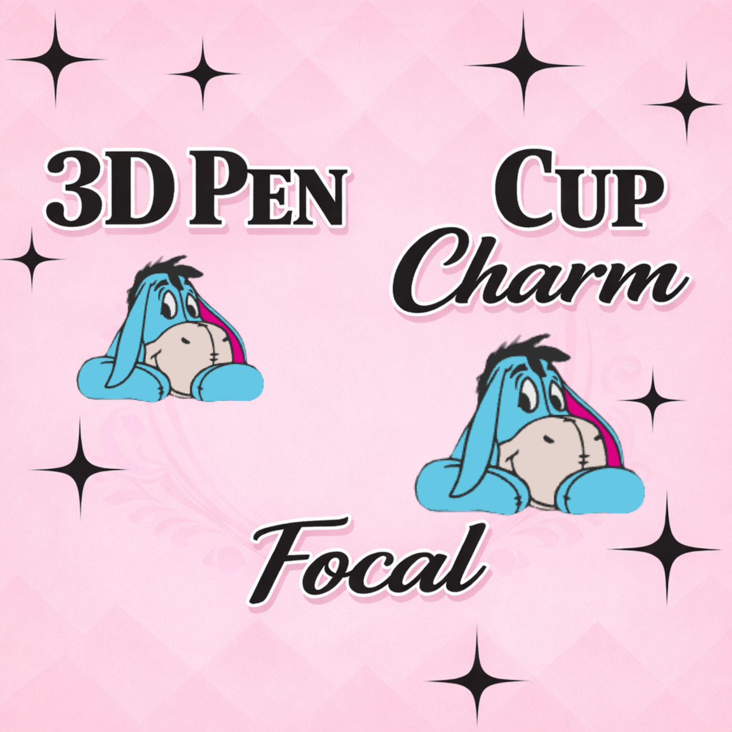 Donkey Focal  for Pen & Cup Charms -Interchangeable Decorative Pen Toppers