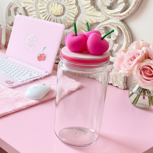 🍒 Cherry Lid Topper – 3D Printed Straw Topper | Tumbler Accessory