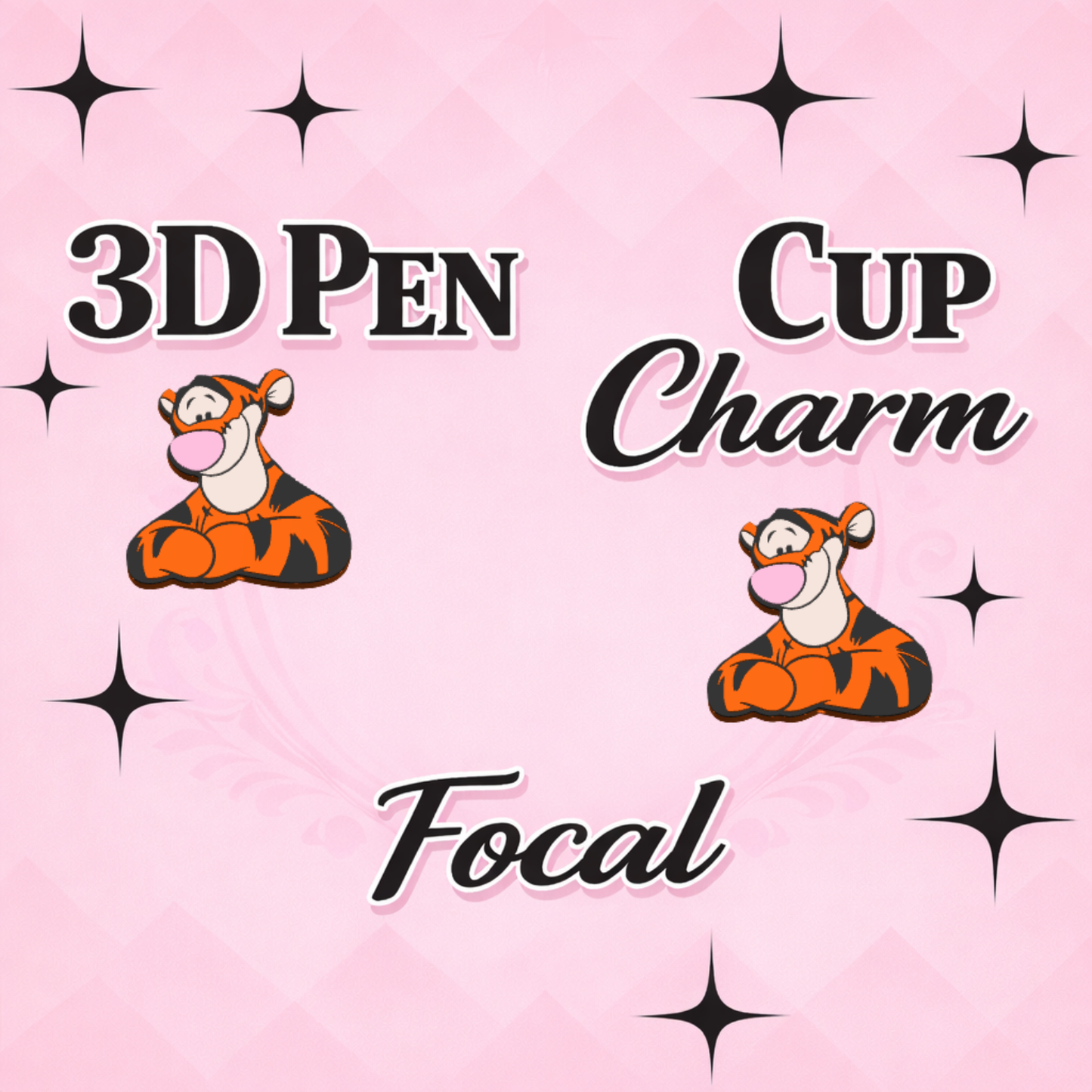 Stripe Tiger Focal  for Pen & Cup Charms -Interchangeable Decorative Pen Toppers