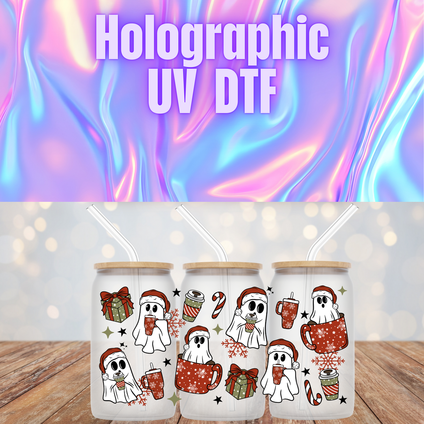CHRISTMAS GHOSTY COFFEE UV DTF WRAP