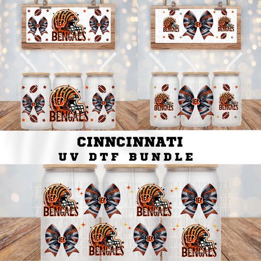 COQUETTE BENGAL FOOTBALL BUNDLE UV DTF CUP WRAP