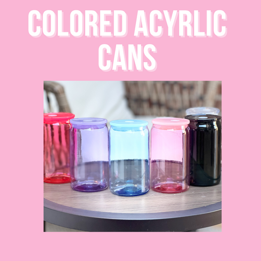 Colored Acrylic Cans with Colored Lid 16 oz