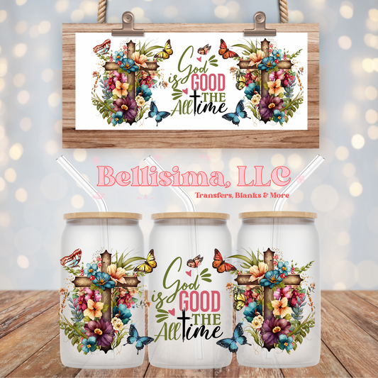 Floral Butterfly God is Good UV DTF Cup Wrap
