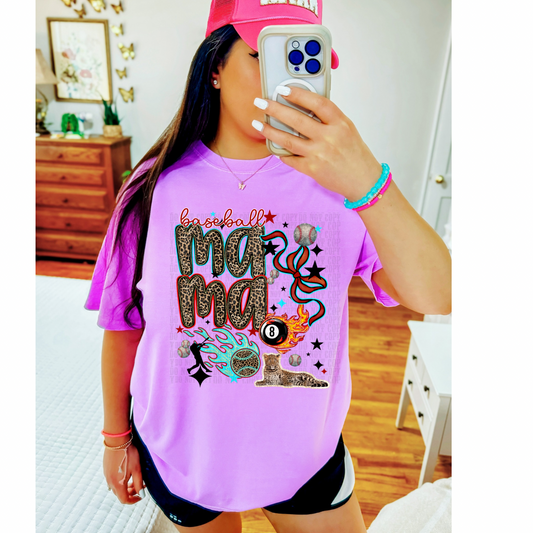 Cheetah Baseball   Mama T-Shirt