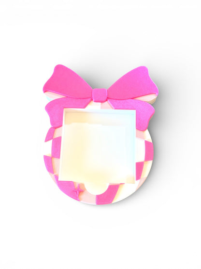 Disco Bow 3D Sticky Note Holder | Cute Checkered Desk Organizer