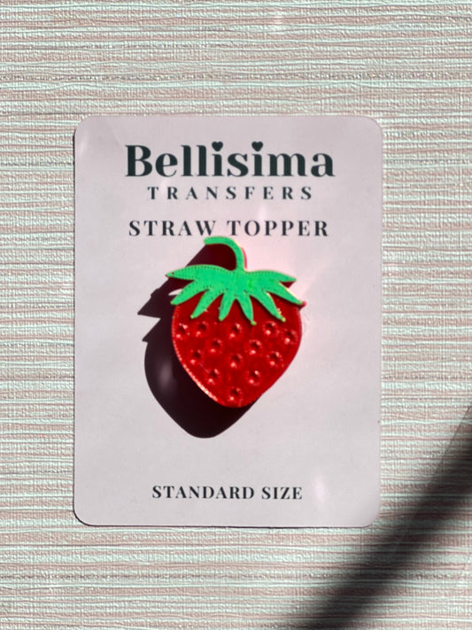 3D STRAWBERRY STRAW TOPPER - STANDARD