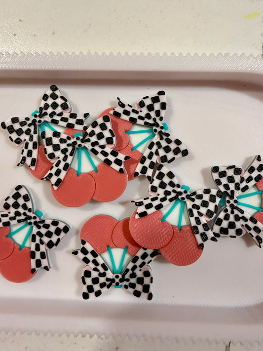 CHECKER CHERRY Flat Back Lid Charms
