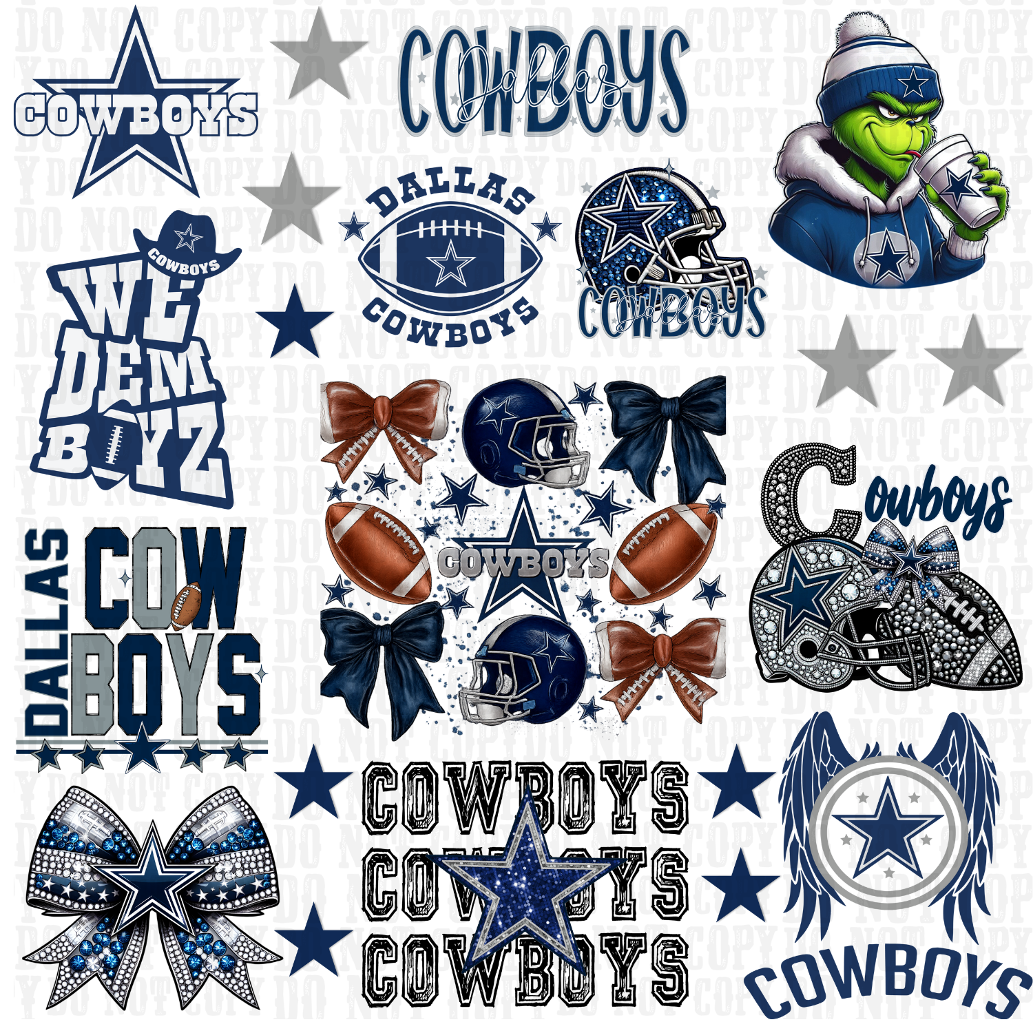 Dallas football UV DTF Element sheet