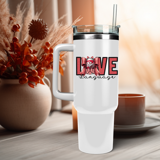 40oz Dr Pepper Love Language UV DTF Decal