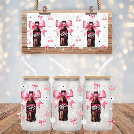 Dr Pepper Bow UV DTF Cup Wrap