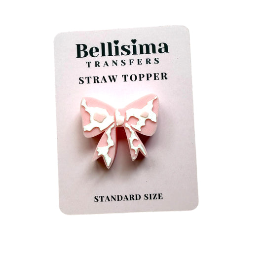 3D Cow Print Bow STRAW TOPPER