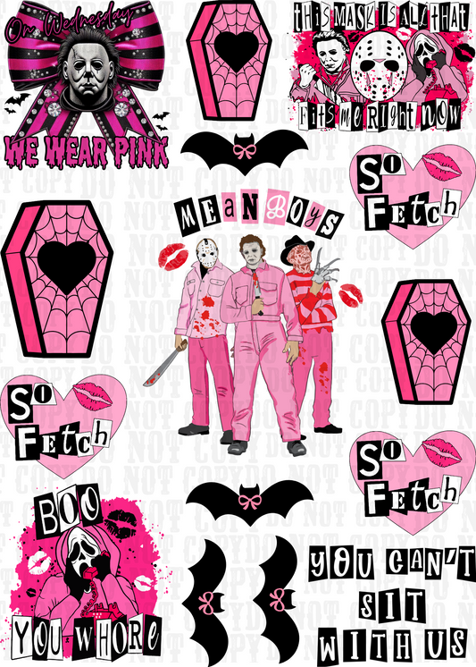 MEAN BOYS HORROR  UV DTF ELEMENT SHEET -SHOP EXCLUSIVE