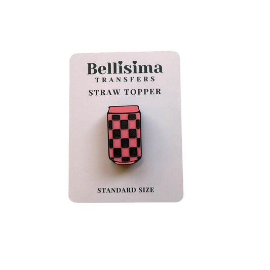 3D CHECKERED CAN STRAW TOPPER STANDARD or STANLEY SIZE