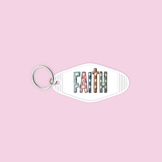 Faith Daisy UV DTF Motel Keychain