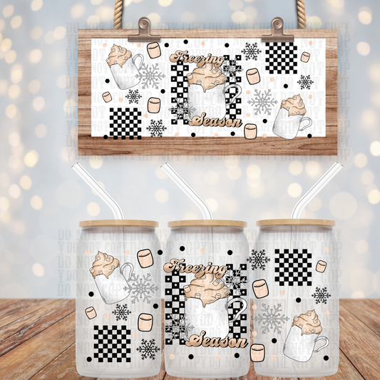 FREEZING SEASON CHECKER UV DTF CUP WRAP