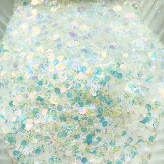 FAST FLOW-  White Color Shift Chunky Mix Glitter