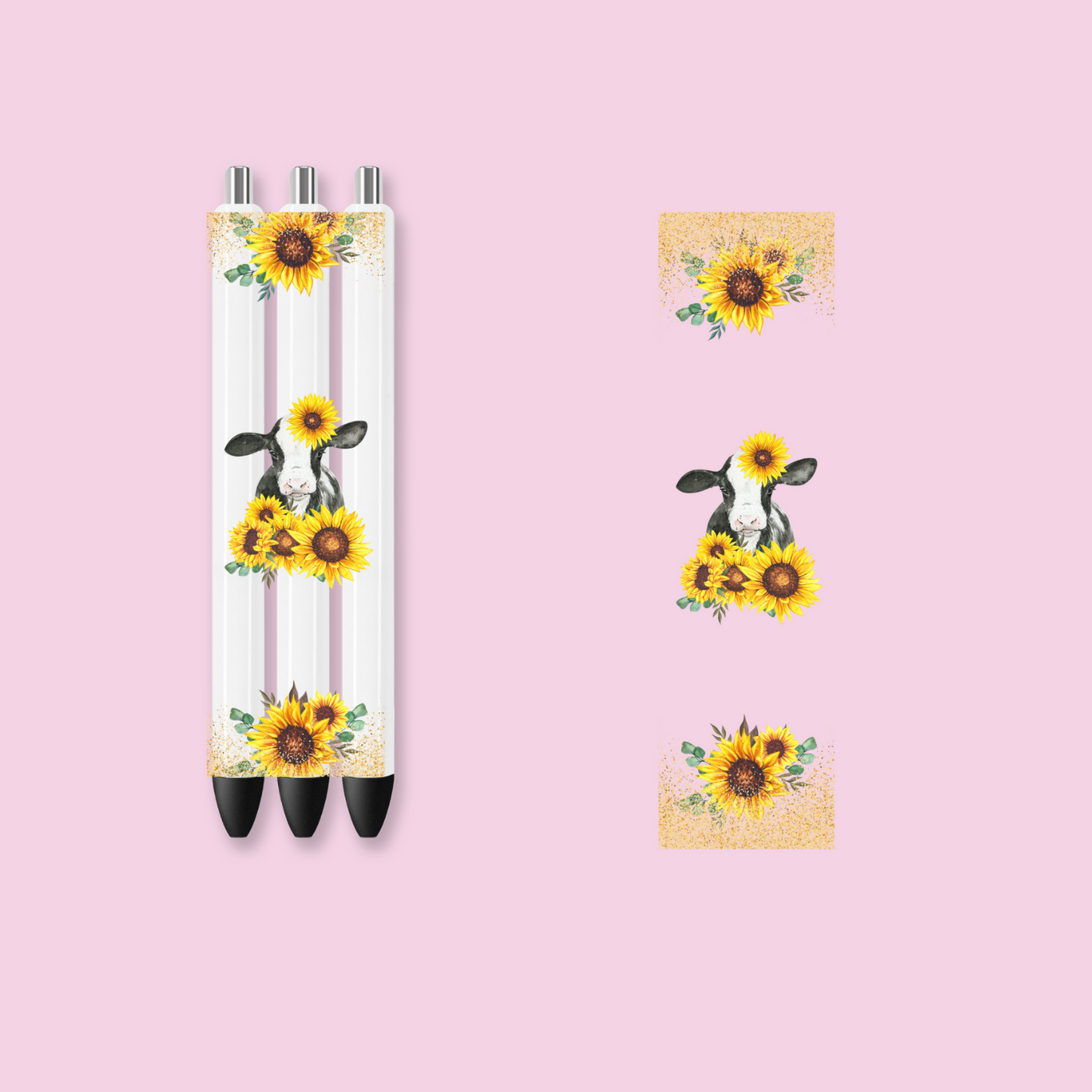 Sunflower Cow UV DTF Pen Wrap