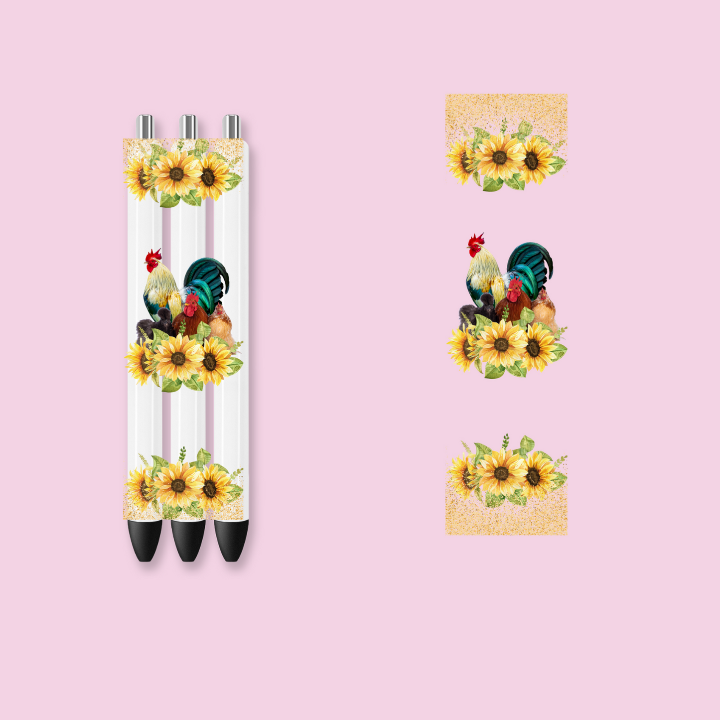 Sunflower Rooster  UV DTF Pen Wrap