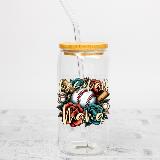 Floral Baseball Mom UV DTF Decal