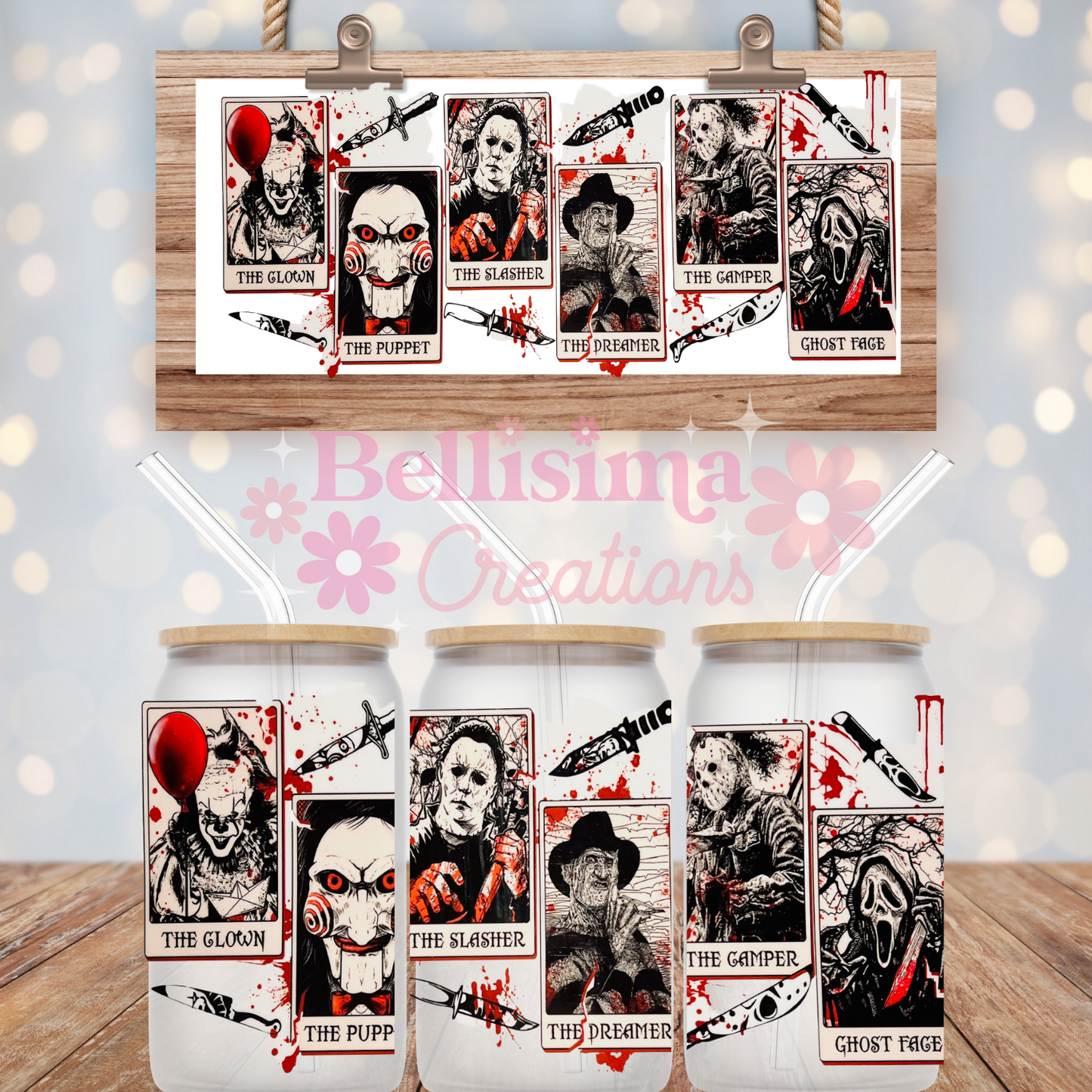 HORROR TAROT CARDS UV DTF CUP WRAP
