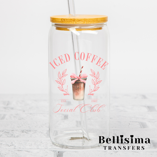 Iced Coffee Social  Club UV DTF Cup Decal