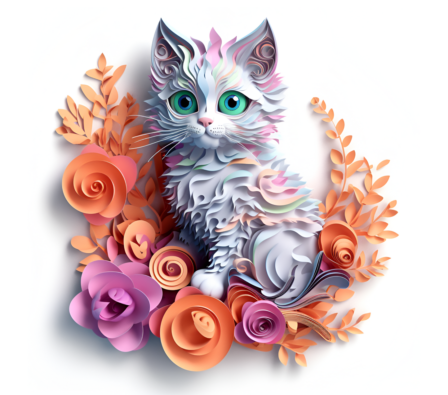 3D White Kitty Sublimation Print