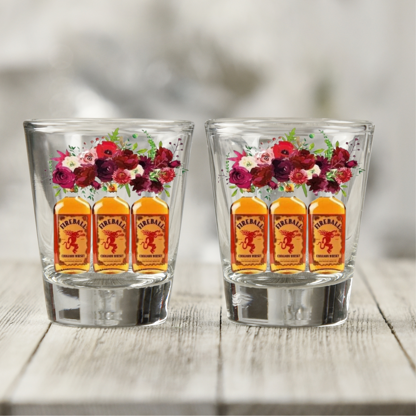 Fireball UV DTF Shot Glass Decal