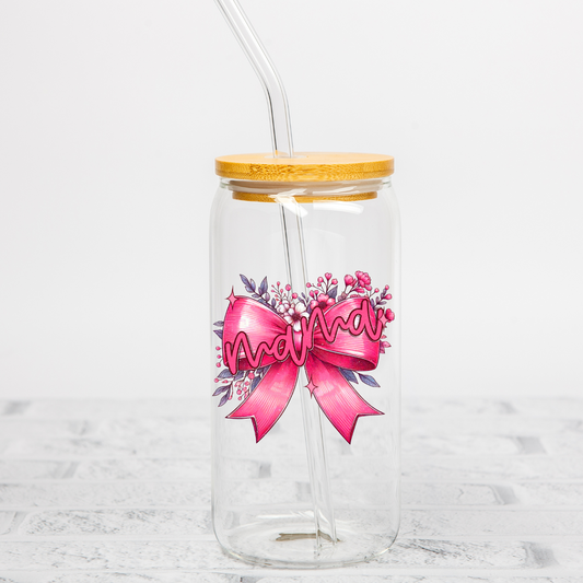 Pink Floral Mama Bow UV DTF Decal