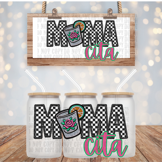 Mamacita Faux Embroider UV DTF Cup Wrap
