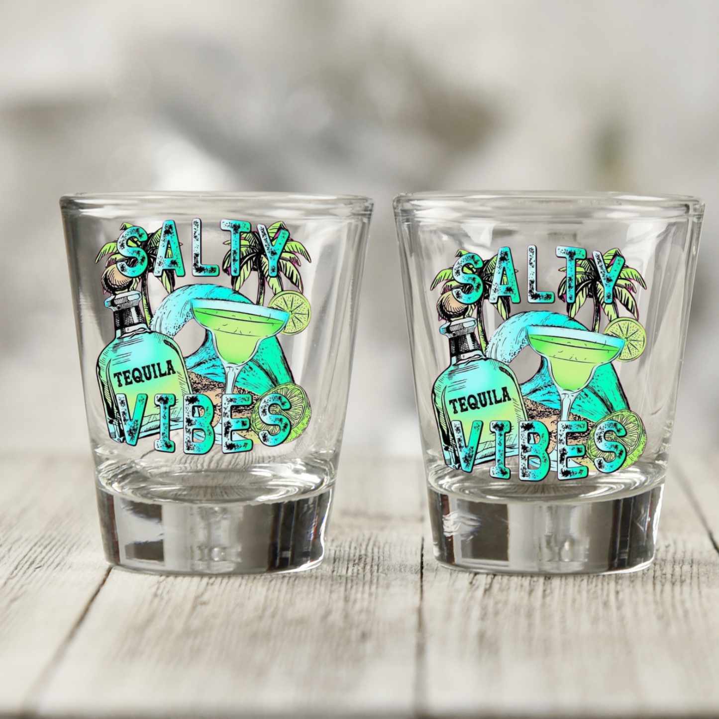 Neon Salty  UV DTF Shot Glass Decal