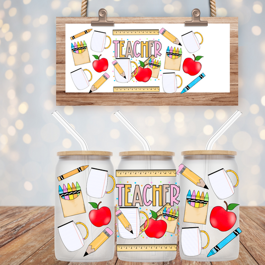 Teacher UV DTF Cup Wrap