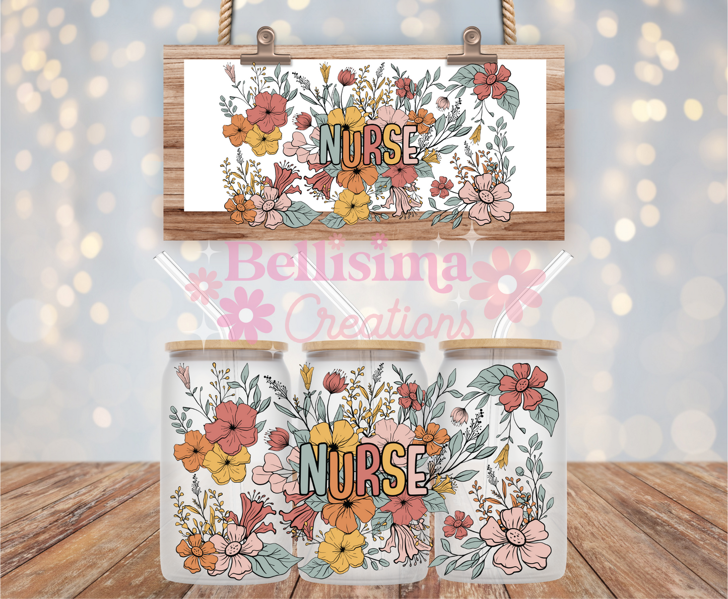 NurseFlower uv dtf cup wrap