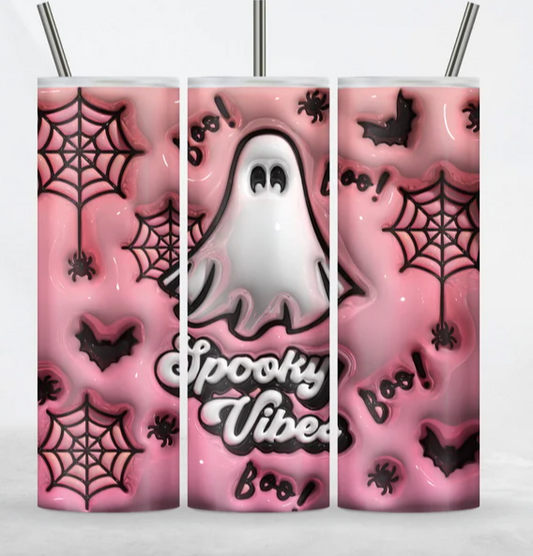 3D Pink Cute Ghost  Puff  Sublimation Print