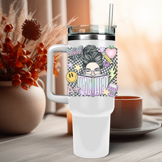 40oz Retro Teacher UV DTF Decal