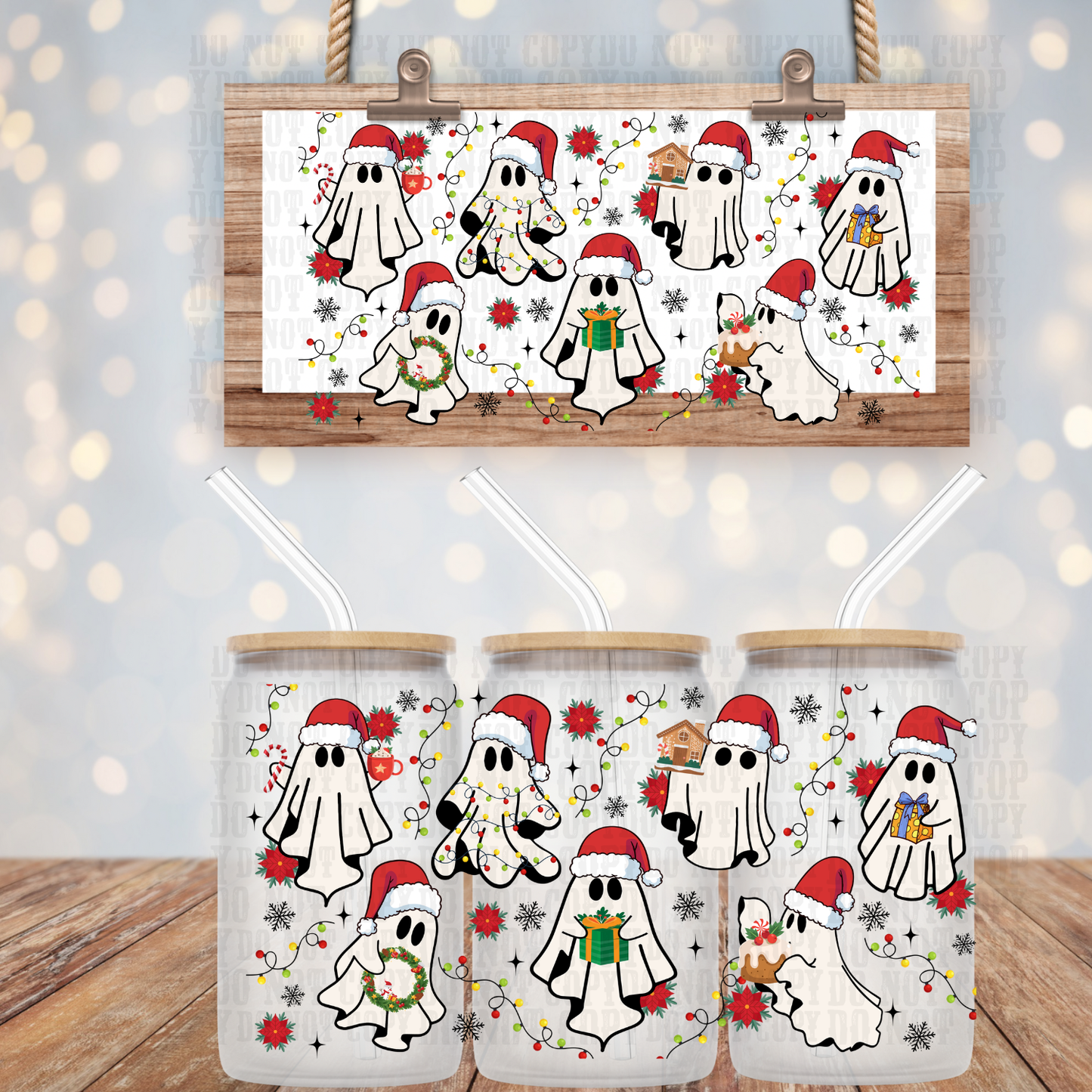 SANTA GHOSTY UV DTF CUP WRAP