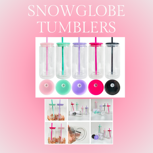 Double Walled Snow Globes with Colored Lids