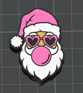 3D BUBBLE GUM SANTA Topper Standard or Stanley