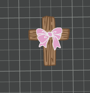 3D PINK BOW CROSS STRAW TOPPER STANDARD OR STANLEY