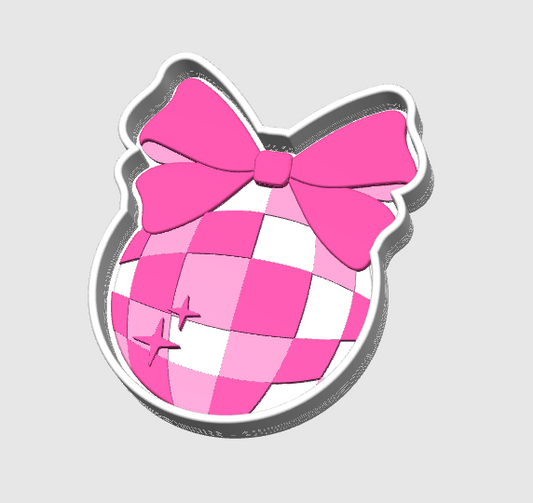 Glitter Bow Checkered Trinket Tray | Cute 3D Printed Catch-All Dish