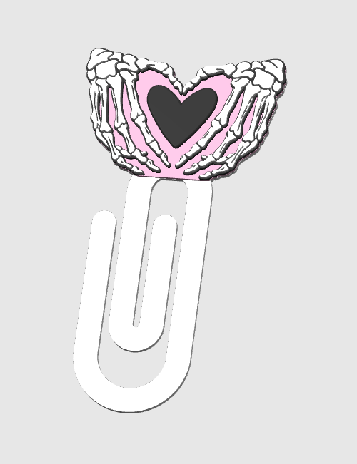 Skelly Heart Hand Jumbo Paperclip Bookmark | Cute Checkered Planner Clip