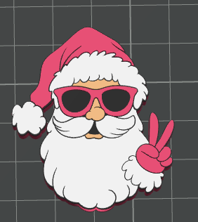 3D COOL SANTA PINK Topper Standard or Stanley