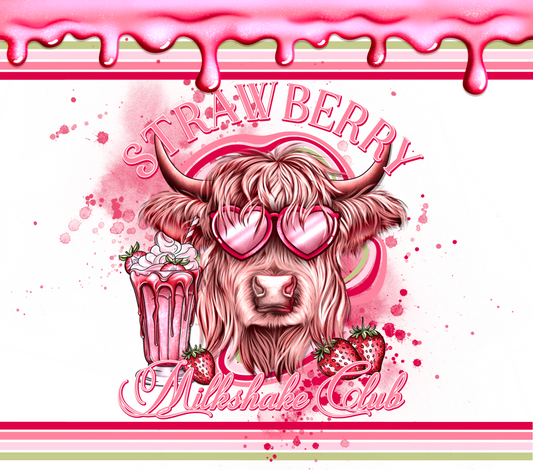 Strawberry Milkshake Highland Cow  Sublimation Wrap