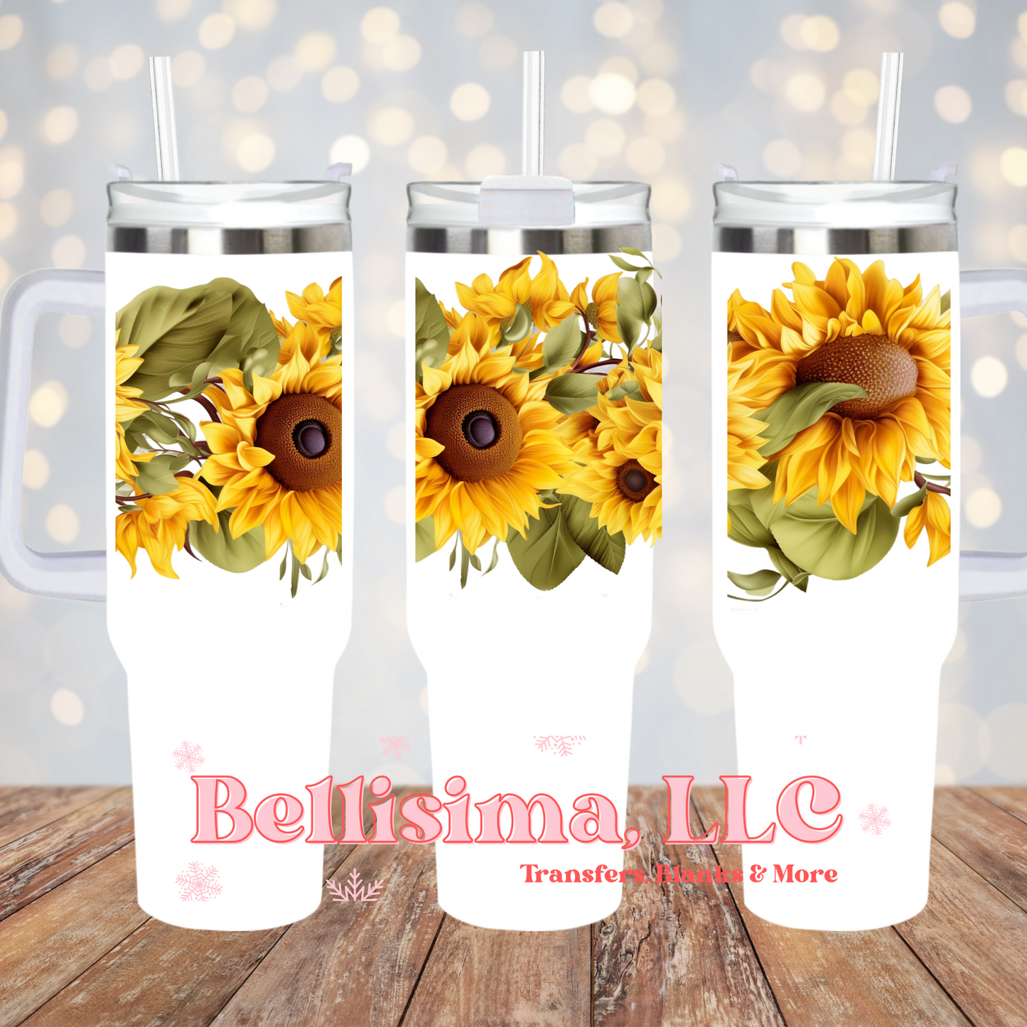 40oz 3D Sunflower  UV DTF Cup Wrap