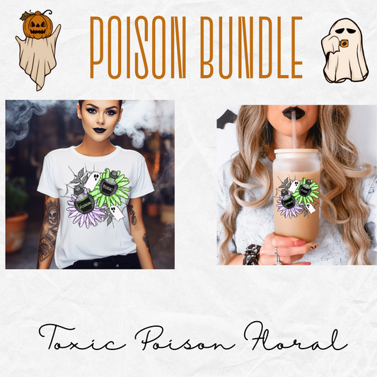 Toxic Poison Bundle  Glow in the Dark DTF with UV DTF Decal