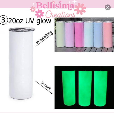 UV Color Changing 20oz Skinny Tumbler Glow in the Dark