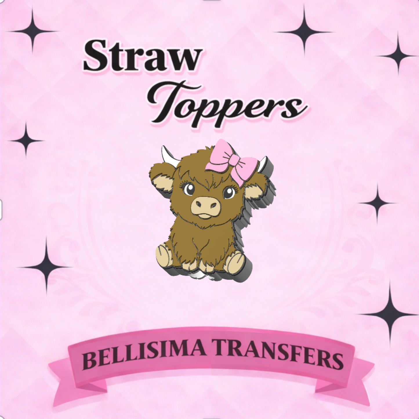 COW BOW Straw Topper – 3D Printed Tumbler Accessory | Standard or Stanley